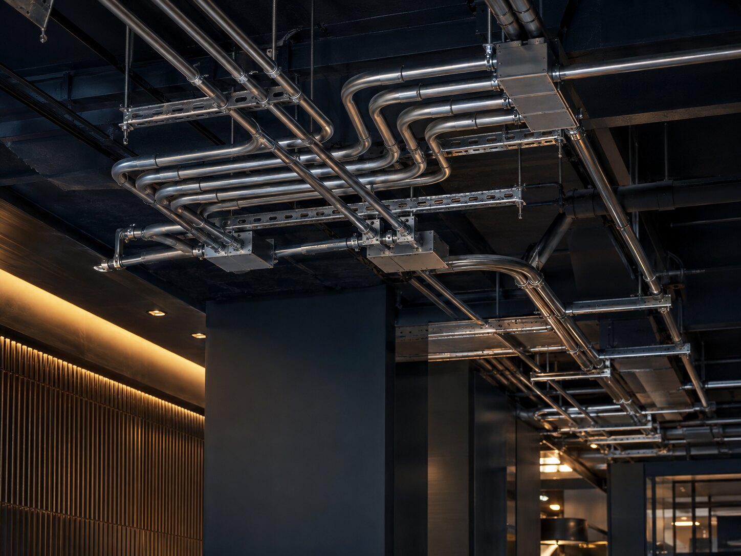 Organized electrical conduit in an upscale commercial build-out